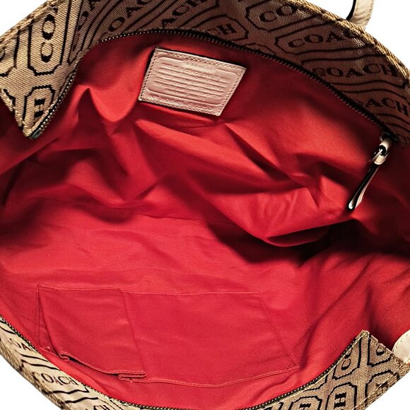 Coach Khaki Signature Stripe Lozenge Tote - Picture 3 of 8